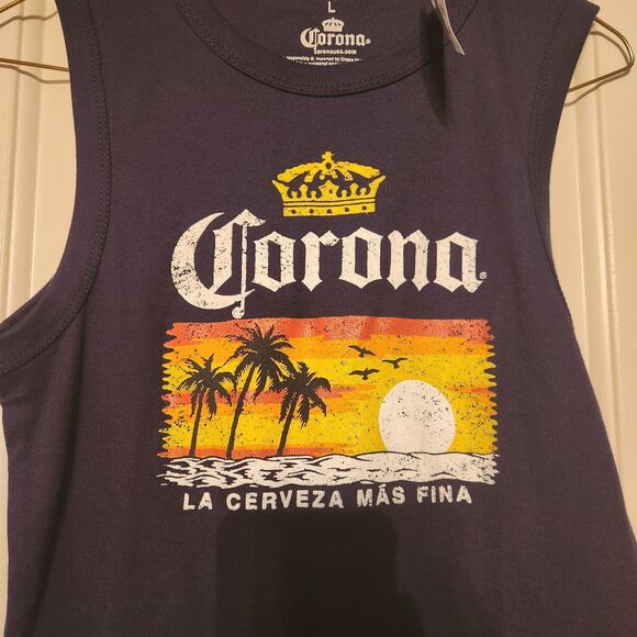 Corona Tops - Corona Navy Blue Women's Crop Top Tank Top Size Large